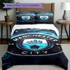 3pcs Duvet Cover Set (1*Duvet Cover + 2*Pillowcase, Without Core),Football Team City FC Print Bedding Set, Bedroom Decor, All‑Season, Birthday Gift