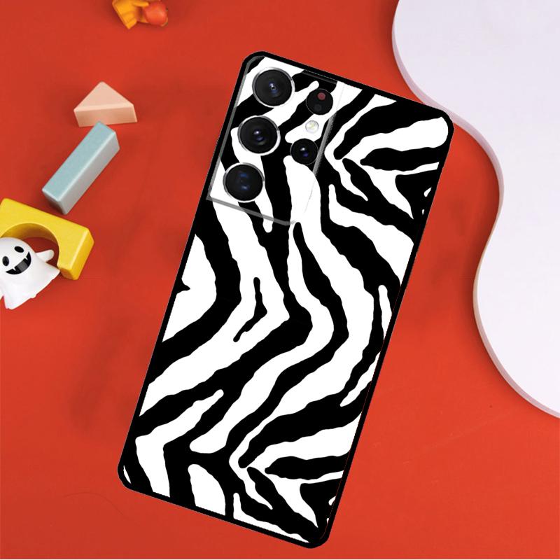 Black White Zebra Stripe Phone Case For Samsung Galaxy S25 Ultra S9 S10 S20 FE S21 S22 S23 S24 Plus S24 Ultra Cover