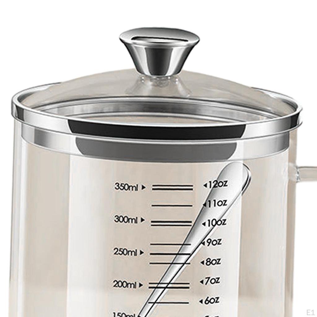 Borosilicate Glass Jug with Lid for Measuring Liquids, Handle Included
