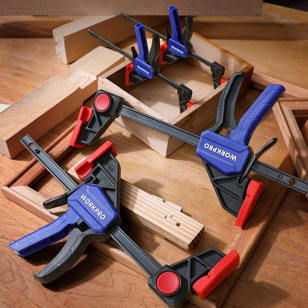 WORKPRO Quick Bar 120mm Set of Maximum Clamping 23kg Quick Release Resin Protective Strong DIY Tools F-Clamps, Clamps, & 150mm, 4, Force Approx. &