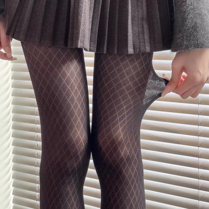 Women's Pure Desire Black Argyle Fishnet Pantyhose: Sexy Silk Niche Design for Spring and Autumn