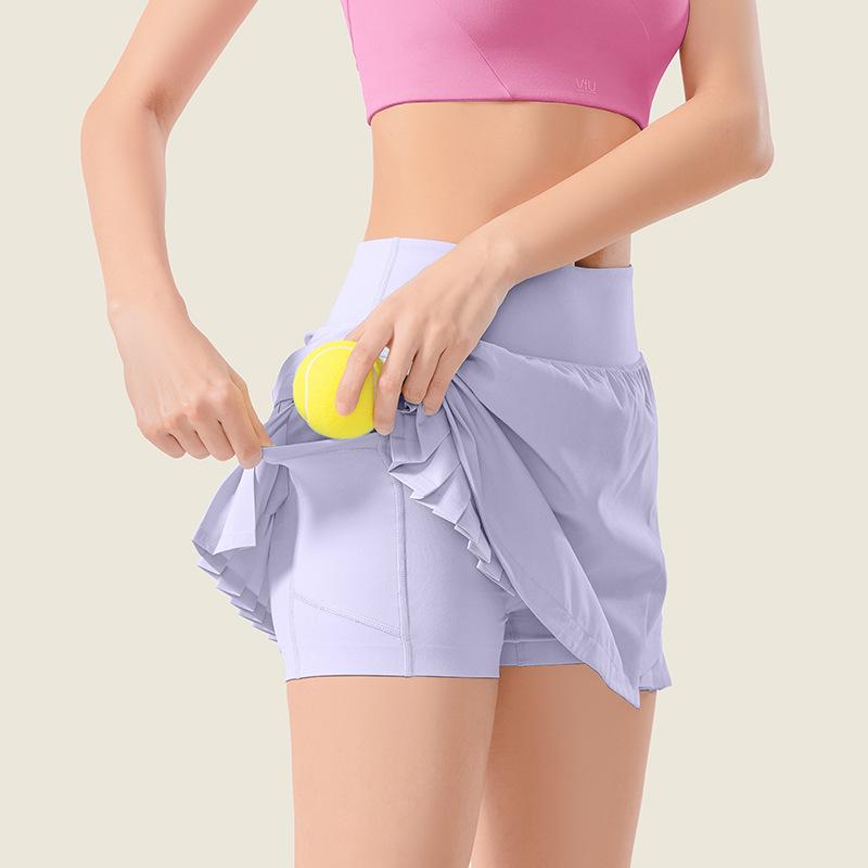 Women's Quick-Dry Elastic Sports Shorts Skirt for Yoga & Dance