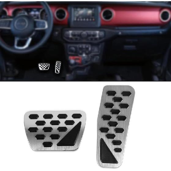 Metal Foot Pedal Covers Wrangler JL 2018 2019 2020 2021 2022 2023 2024 Gas Pedal Kit Brake Pedal Extenders Auto Aluminum Non-Slip Performance