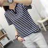 Striped Short-sleeved Women's Plus Size Loose Half-sleeved Body-hugging Pure Cotton Casual Top