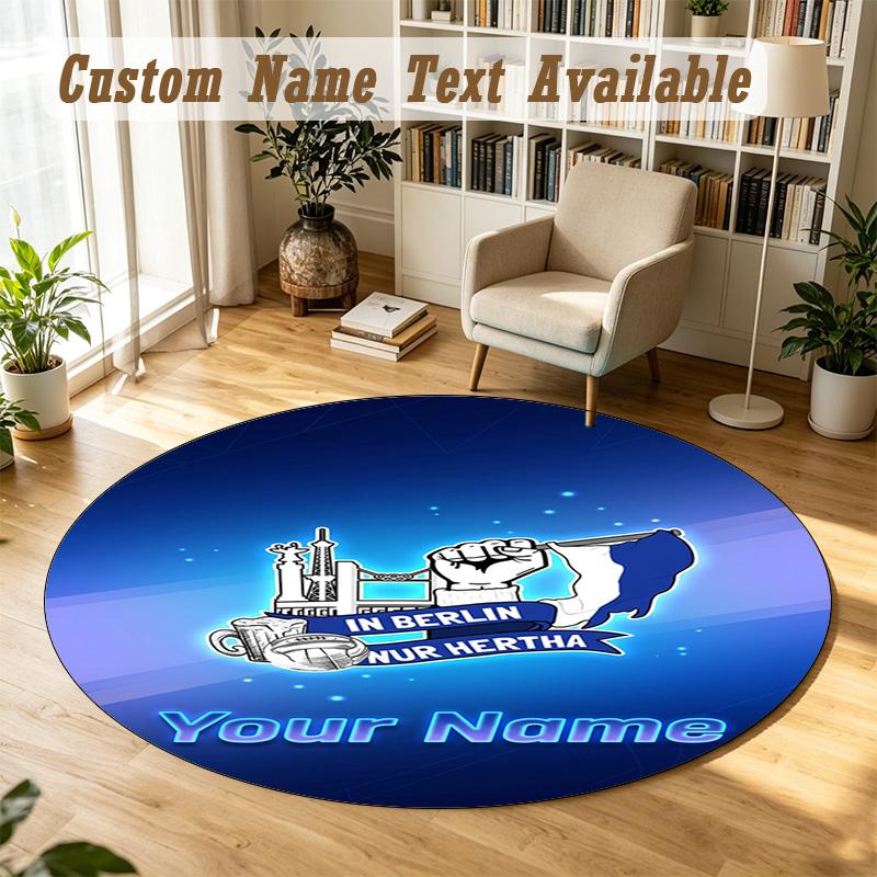 Round Rug Custom Namehertha bsc Pattern Non Slip Carpet Home Floor Decor