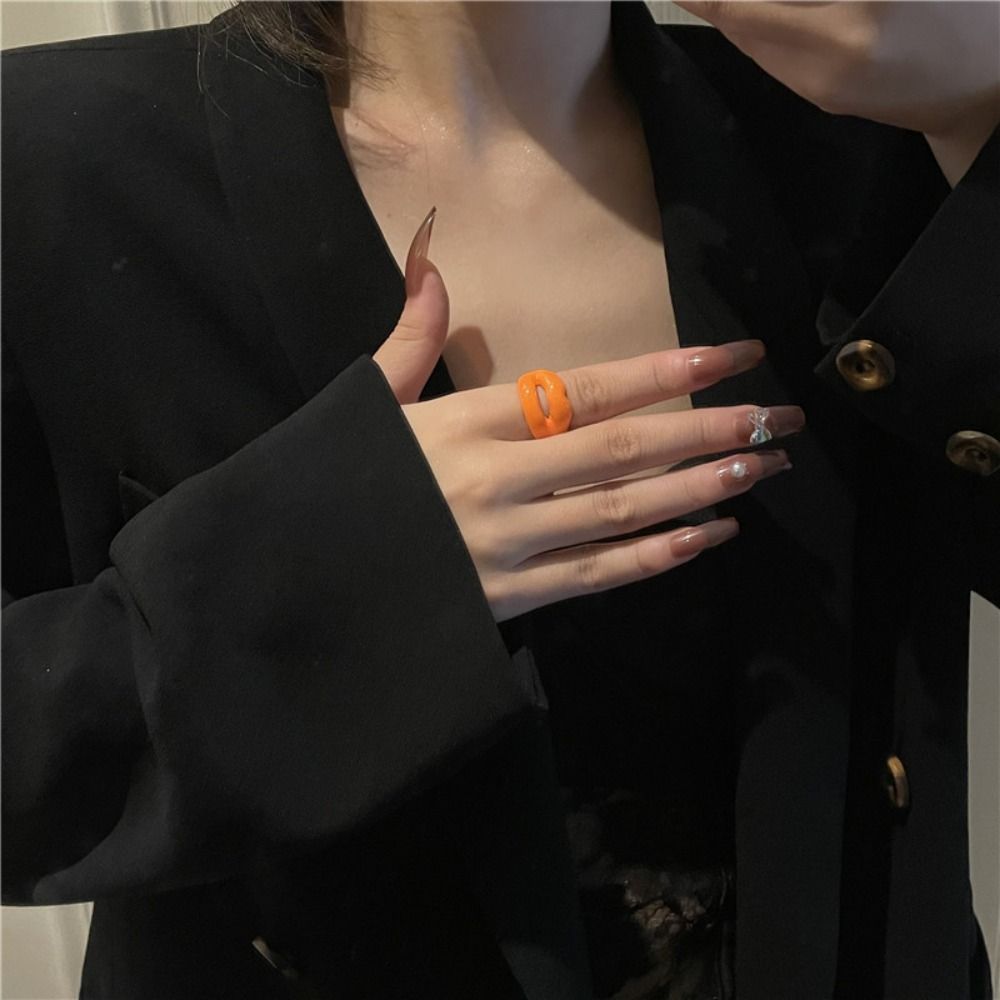 Metal Finger Ring Drip Glazed Finger Buckle Temperament Jewelry Accessories  Gift