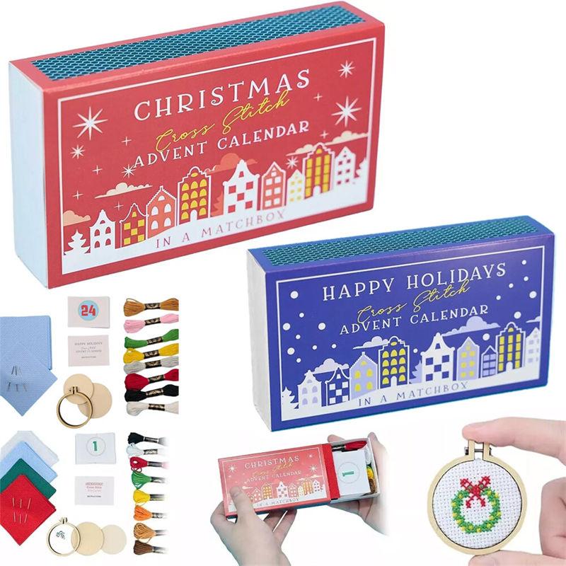Christmas Cross Stitch Advent Calendar Set 24 Days Countdown Xmas Embroidery Kit