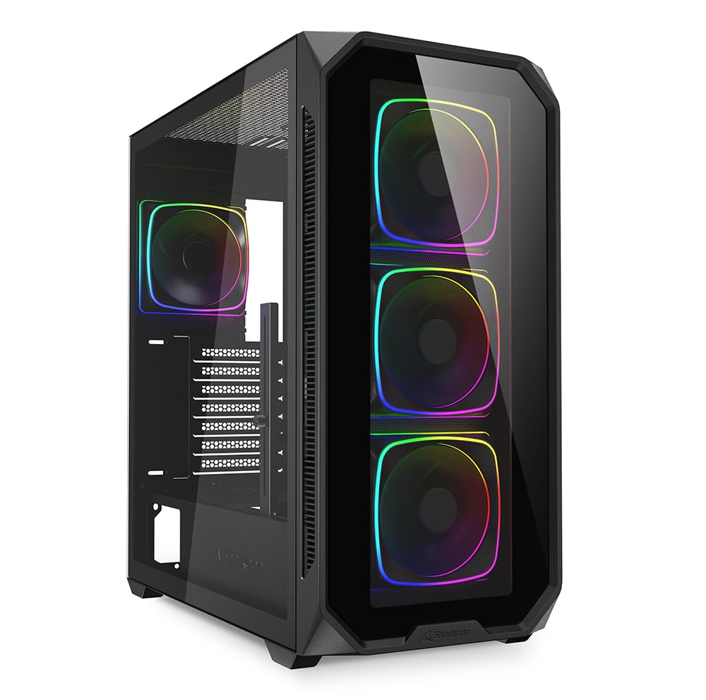 Sharkoon Middle Tower PC Case with Rear Connector Compatible AK5G RGB Black Front Tempered Glass Panel Compatible with standard motherboards Standard