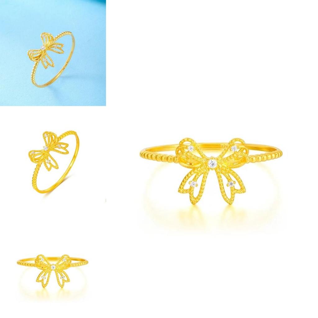 Trendy Rhinestone Embellished Butterfly Knot Ring With Sweet Floral Elements For Girls