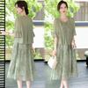 Mom’s 2026 Chiffon Print Slimming Two-Piece Dress for Middle-Aged & Elderly Women