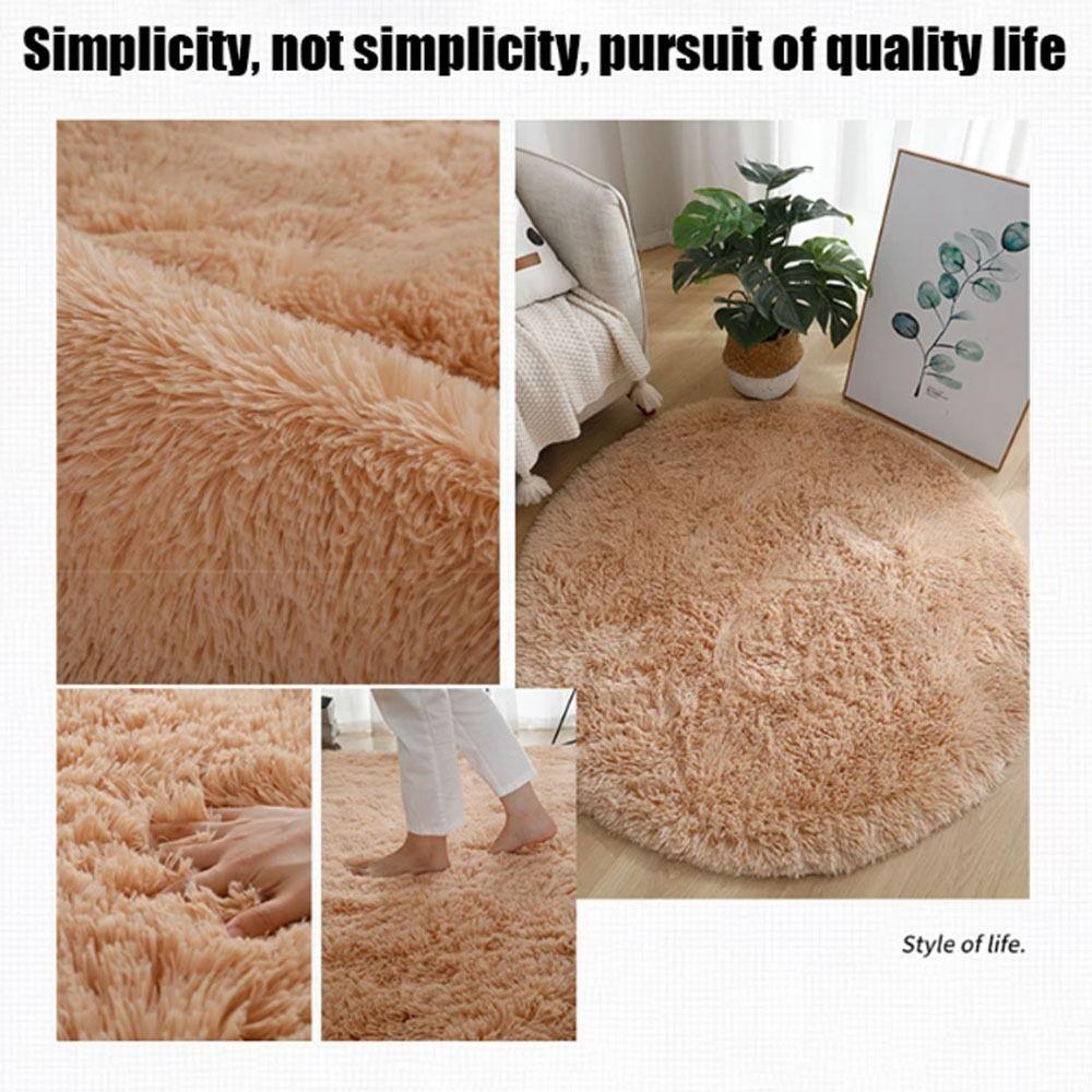 Non Slip Round Carpet Thickened Foot Mat Furry Carpet  For Living Room Home Decor Bedroom