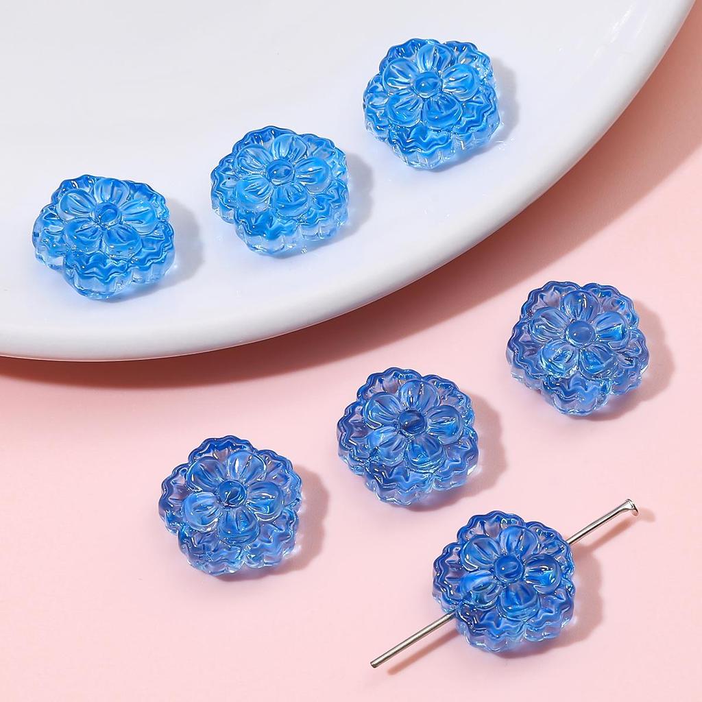 Multi-colored Twin Flower Shaped Glass Beads 15mm 10pcs For Jewerlry Making DIY Bracelet Necklace