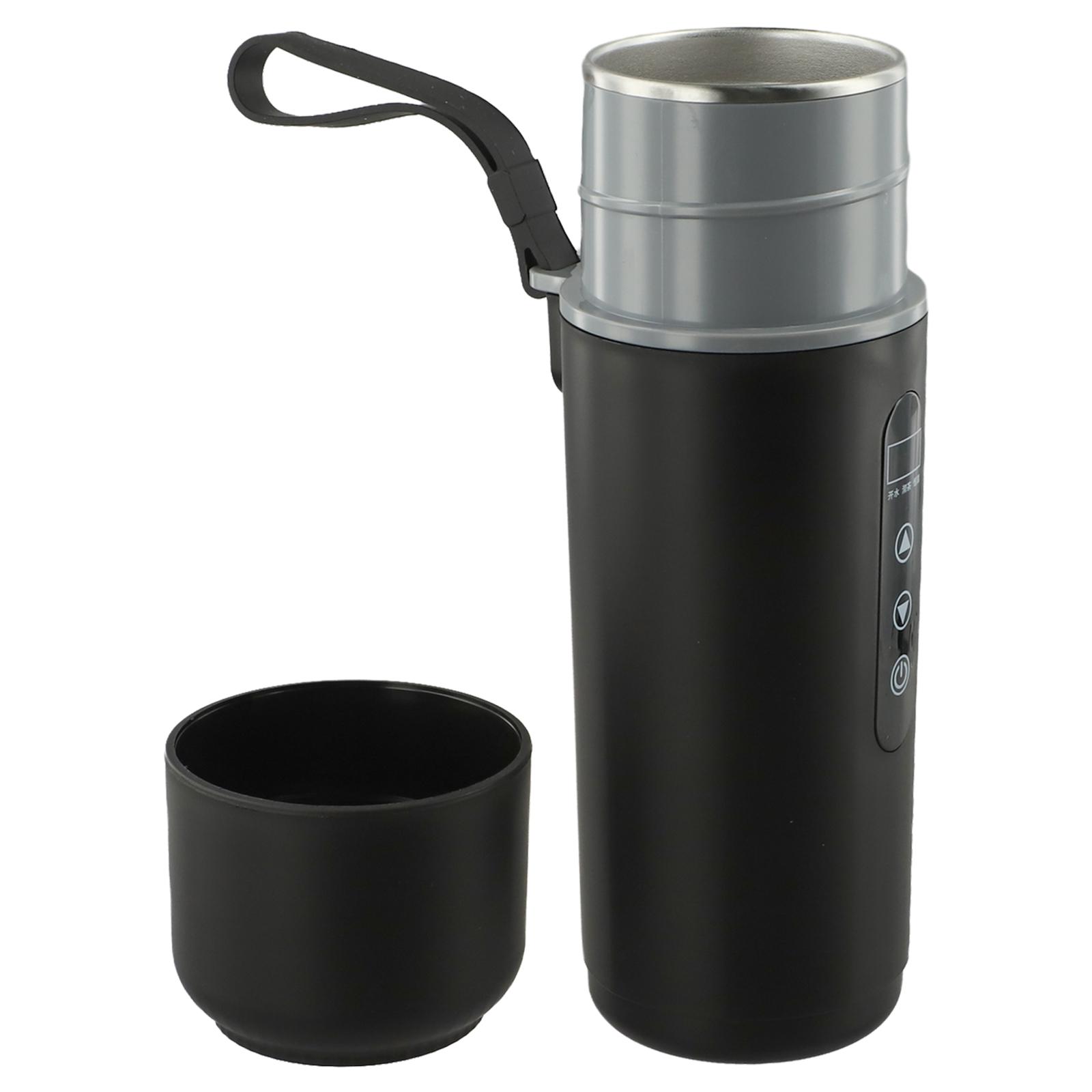500ml Insulated Car Kettle with LCD Display Electric Travel Mug for Hot Beverages While Traveling in Cars and Trucks nero