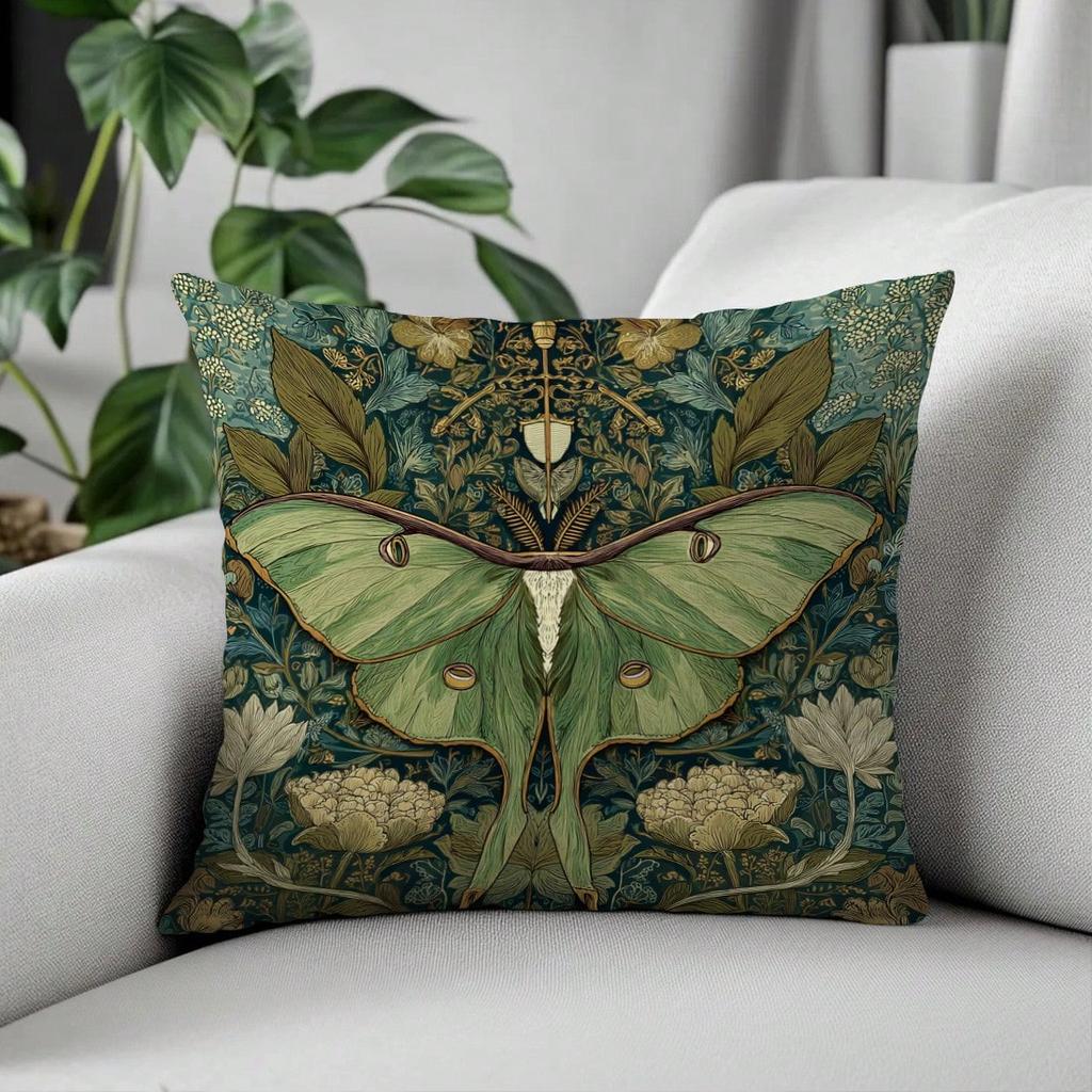 Cuscino Falena Luna Verde Stampa 2D Double Sided Morbido Cuscino Artistico Copricuscino Arredamento Camera da Letto Soggiorno Divano Accessorio Accogliente Regalo