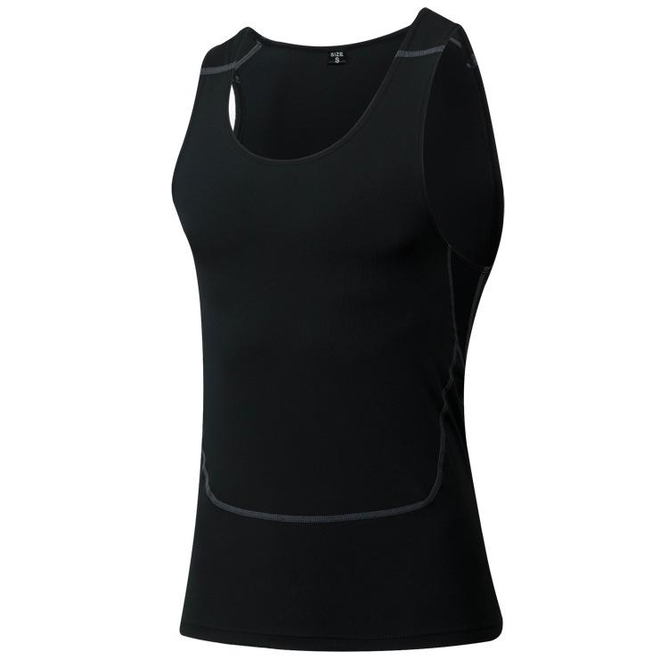 

Мужской профессиональный облегающий тренировочный жилет: Влагоотводящий, Быстросохнущий, Эластичный для спорта, Баскетбола, Бега - Модель 1006 XX-Large чёрный