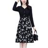 Splicing Fake Two Piece Dress Long Sleeved Women's Early Autumn New Style Light Luxury Fashion V-neck Slim A-line Dress