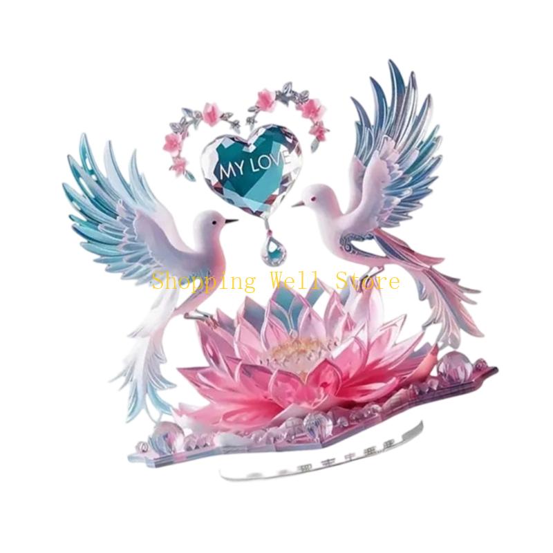 KX4B Flower Branch Bird Statue Figurines Animal Sculpture Home Decors Centerpieces