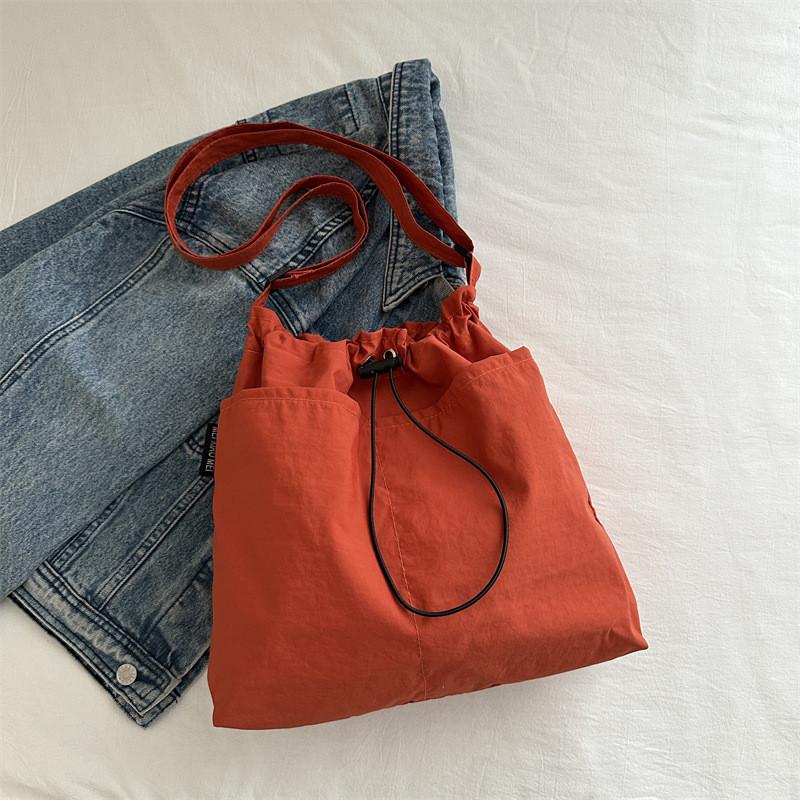 Stylish Street Trend Canvas Bucket Bag For Women 2024 Fashionable Large Capacity