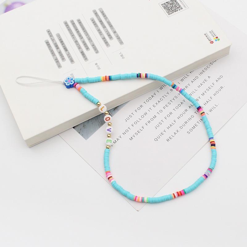 Mobile Phone Chain Beaded Colorful Cartoon Fruit Smiling Face Soft Pottery Letter Beaded To Prevent Mobile Phone from Hanging Chain.