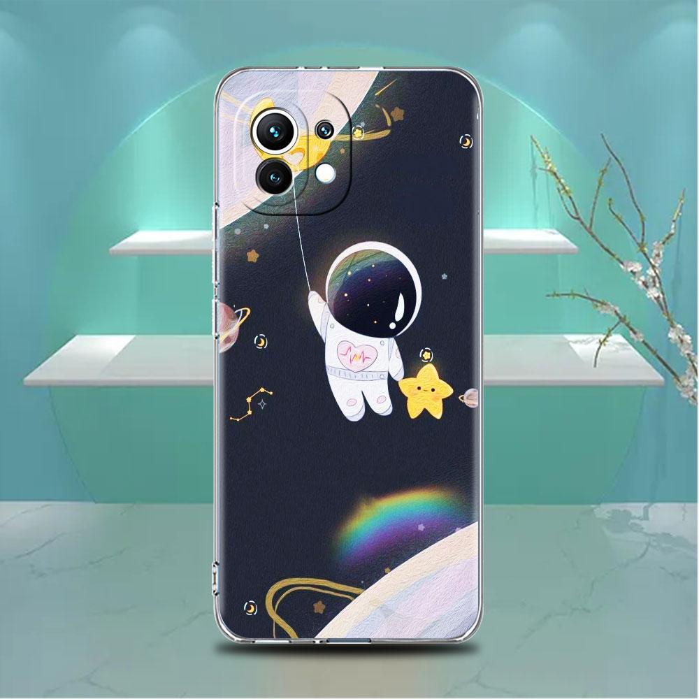 Astronaut Universe Clear Case For Xiaomi Mi Poco X3 NFC M3 Pro F3 F1 11 Lite 12 Note 10 11T 9T Transparent Phone Cover