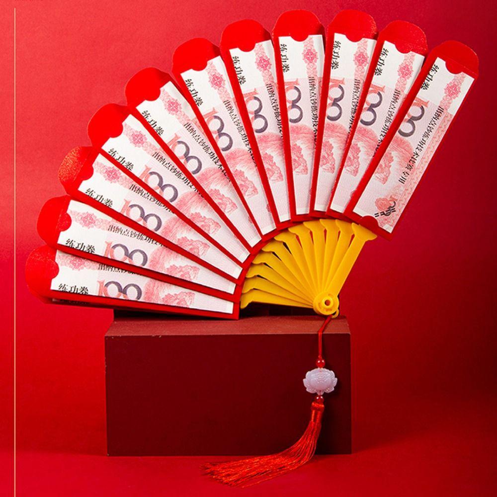 

Blessing Fan Shape Red Pockets Traditional Snak Year Red Envelope Party Game Fan Shape