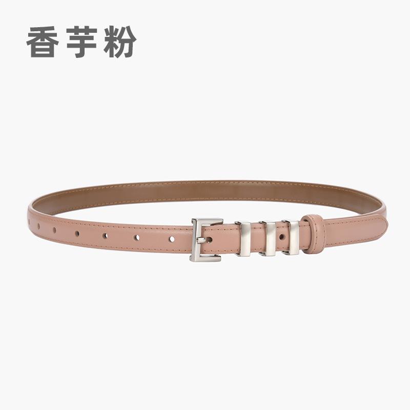 Leather Thin Belt Women'S Decorative Dress Skirt Shirt Trousers Waist Waist Waist Belt Silver Buckle