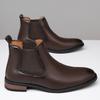 Luxury Designer New Men's Quality Pointed Patent Leather Casual Chelsea Ankle Boot Male Winter High Tops Shoes Zapatos Hombre