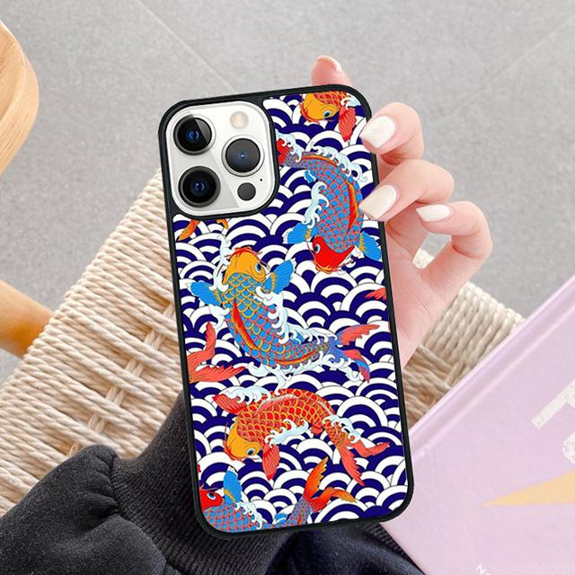 Tattoo Japanese Koi Dragon Wave Phone Case For iPhone 17 Air 13 12 14 15 16  Cover For Apple Pro Max Plus SE Coque