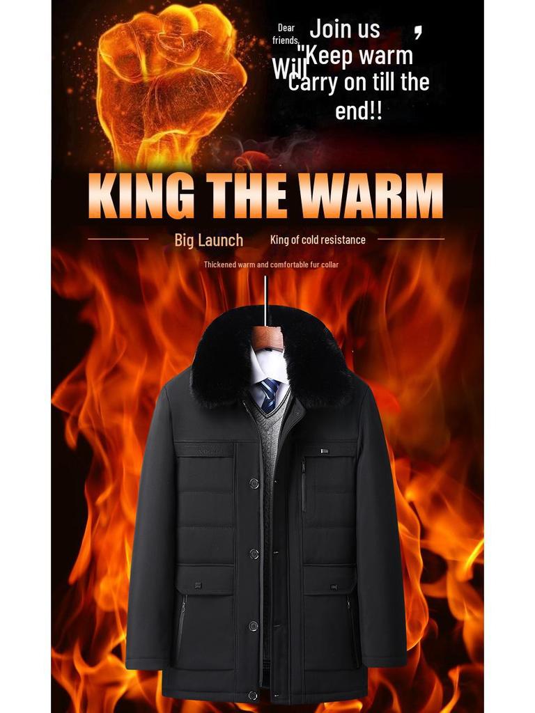 Lambskin Cotton-Padded Jacket for Middle-Aged Men and Seniors