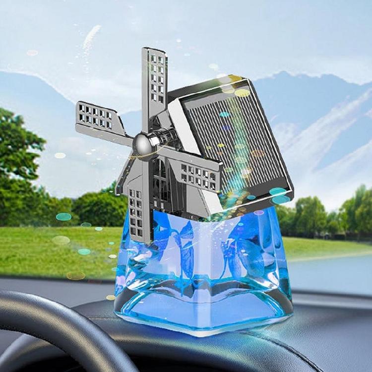 Air Freshener Light Solar Windmill Model Center Console Decoration CarFragrance