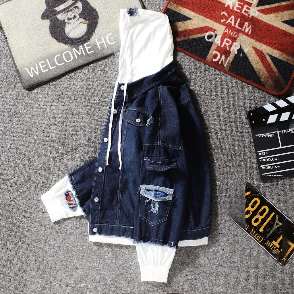 Men's Handsome Korean Style Loose Denim Jackets for Spring and Autumn