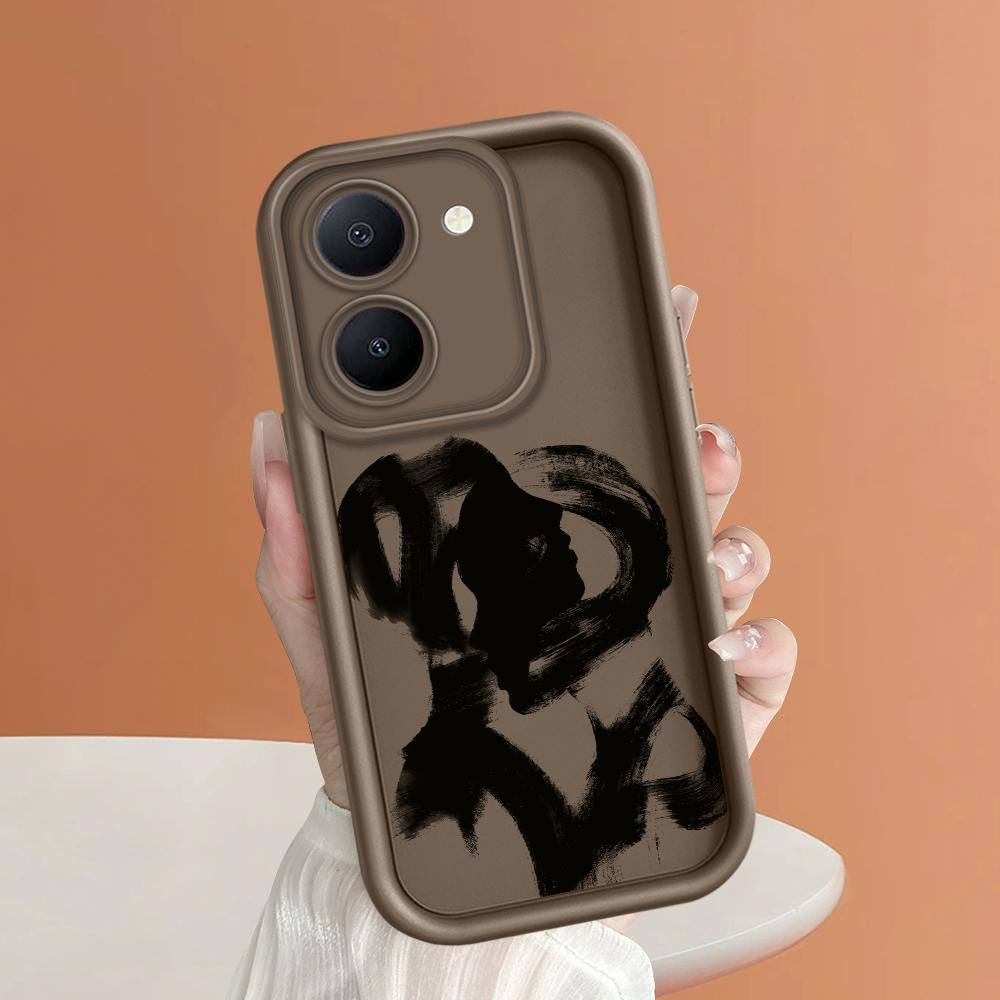 Soft Silicone Square Ladders Cartoon Pattern Full Cover Camera Protection Shockproof Case for iPhone Infinix Tecno Vivo