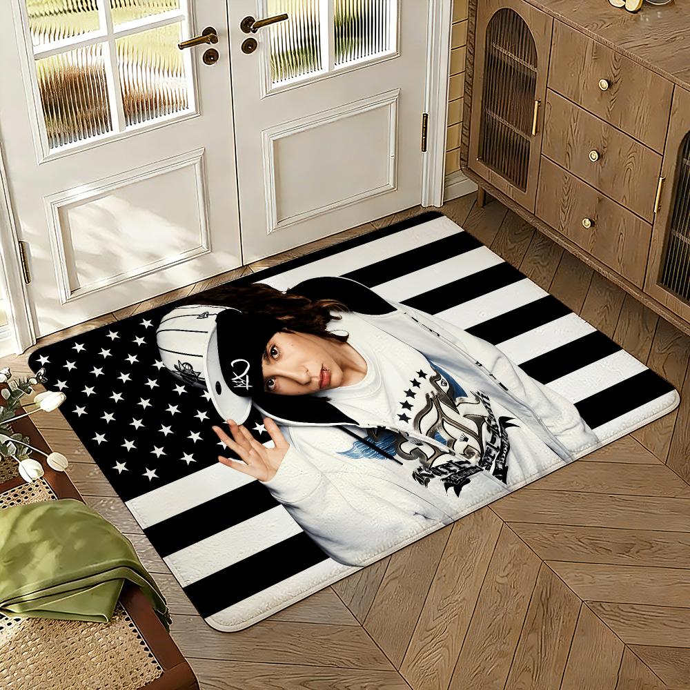 Guitarist T-Tom Kaulitz Singer Floor Mat Soft Thickened Absorbent Non-Slip Bedroom Living Room Door Mat Home Decor Flannel Rugs