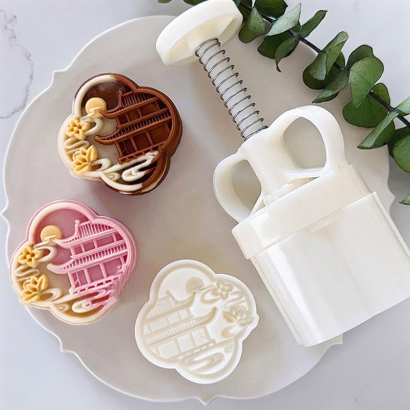 Ice Skin Pastries Mold Hand Pressed Mooncakes Mold Festival Bean Pastes Cake Molds Dessert ABS Moulds for Cooking Lover