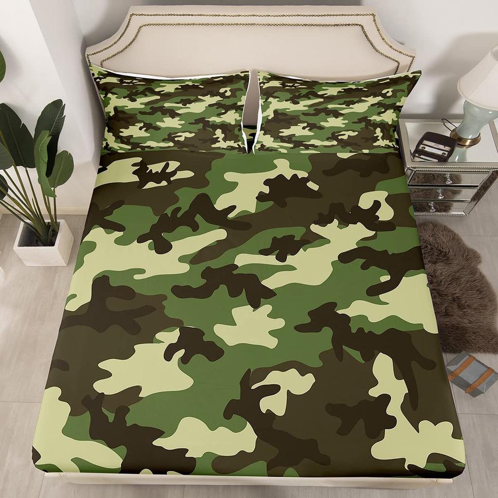 Camouflage Simple Pattern Mattress Three-Piece Digital Printing Mattress Bedding Set Adult Children
