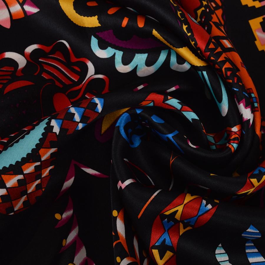 BYSIFA|Brand Colorful Pure Silk Women Square Scarves New Cat Fish Design Muslim Hijabs Fall Winter 100% Real Silk Scarf 90*90cm