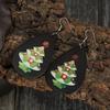 New European & American Christmas Tree Star PU Leather Earrings