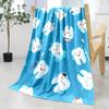 Ocean Theme Cartoon Teeth Print Flannel Blanket - For Bed, Sofa, Office, Travel, Gift, Decoration, Chair, Cozy And Warm