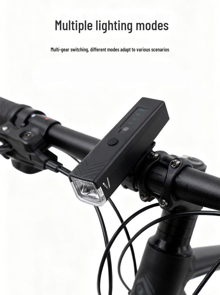 High-Brightness Bicycle Light with Type-C Charging & Power Display for Night Riding