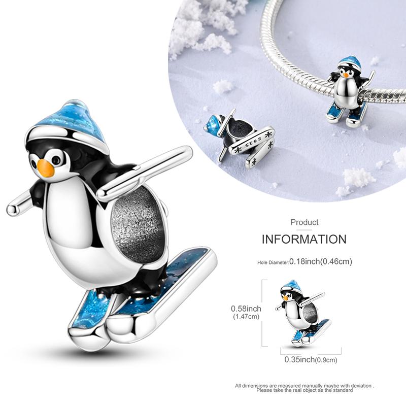 Copper Charms Winter Series Beads Snowman Penguin Pendant Fit Women Original Bracelet Christmas Diy Jewelry Dangle