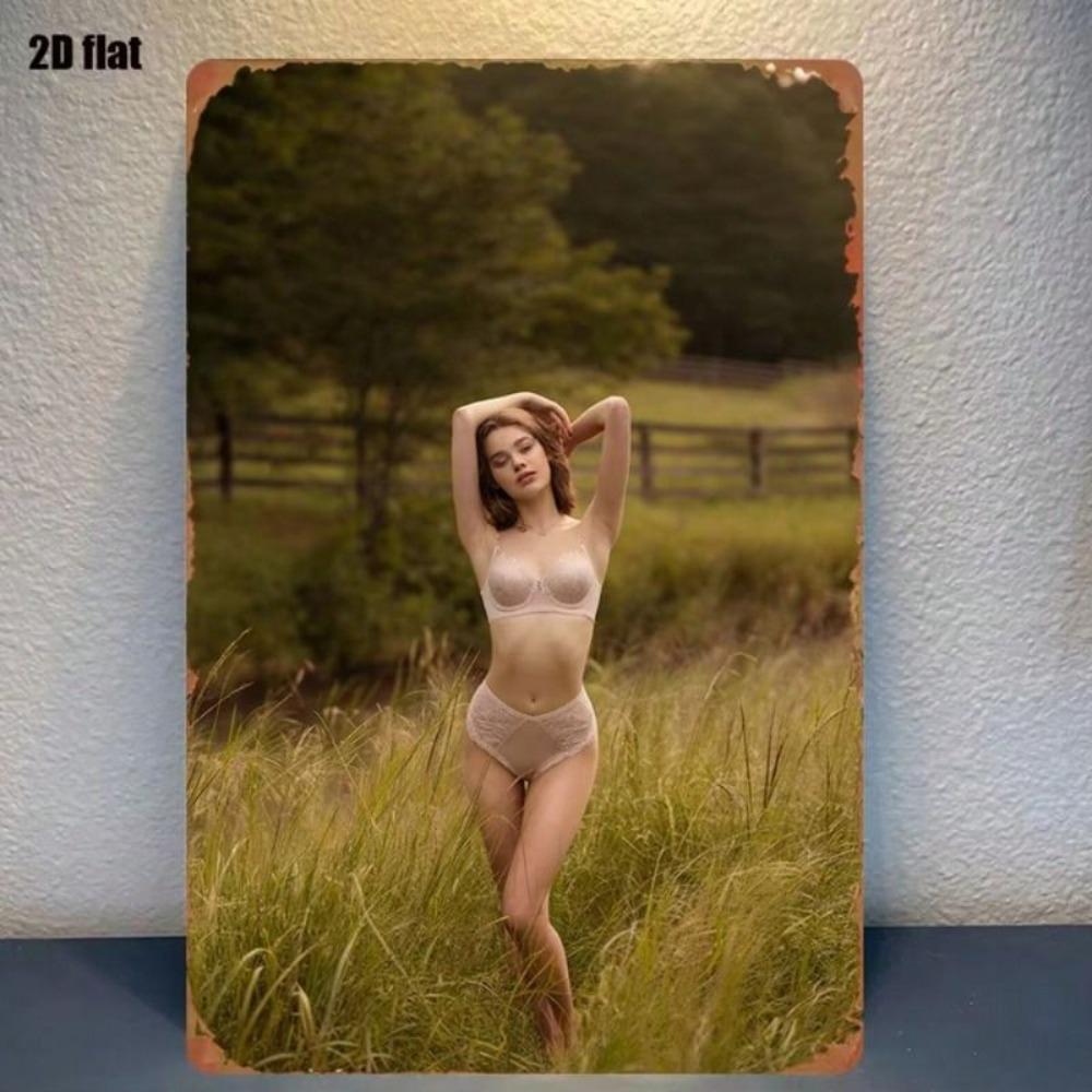 Vintage Nude Woman Metal Poster, Wall Art for Living Room Decor