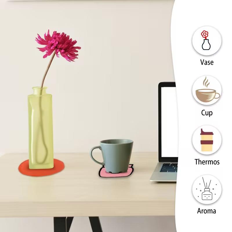 Cute Cartoon Acrylic Coaster Irregular Shapes Heat-Resistant Bowl Pad For Coffee, Tea, Hot Drinks Table Protectors Desk Decor