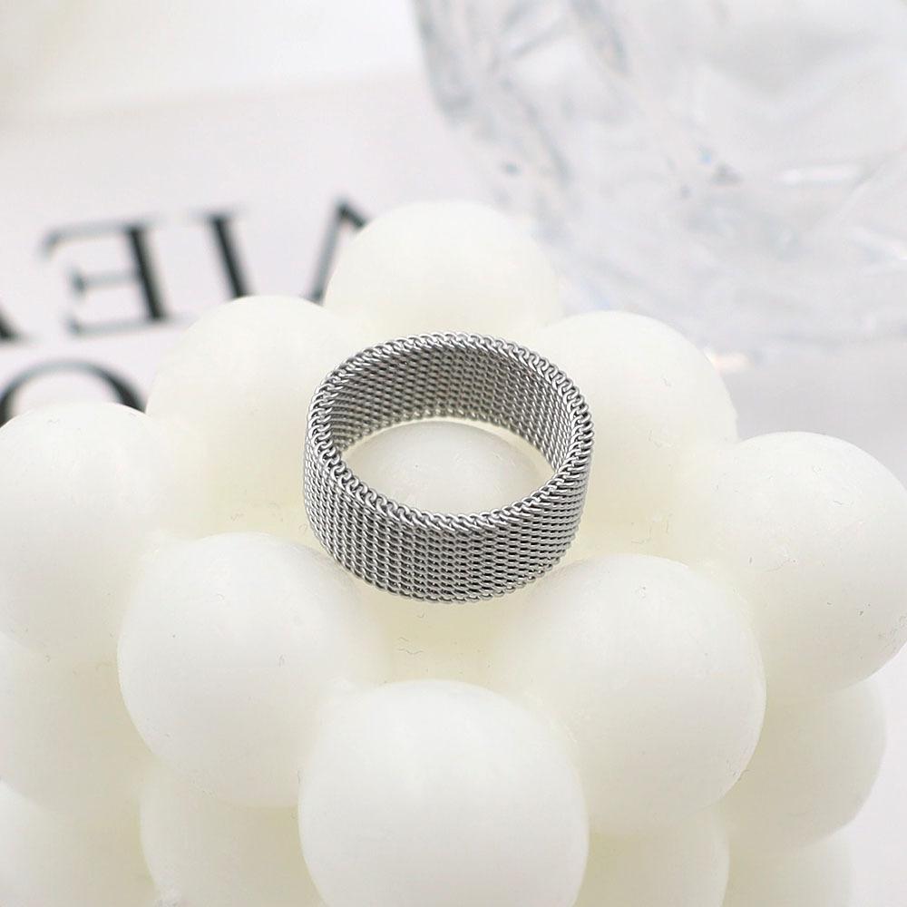 Titanium Steel Woven Mesh Ring Does Not Fade Wind Simple Mesh Men'S And Women'S Jewelry Ring