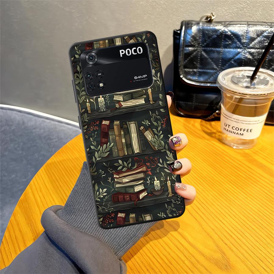 

Чехол-книжка с принтом в виде мультяшной книжной полки для Xiaomi Poco F8 M5 X3 X4 X5 X7 Pro C50 C75 F3 C61 M3 M4 M7 Pro F1 C71 Funda Чехол для телефона Poco x7