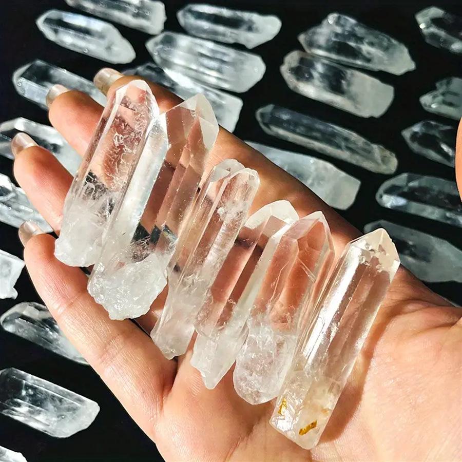 Natural White Crystal Hexagonal Prism Ornament - Long Single Stone Strip for Decoration and Demagnetizing. 100g