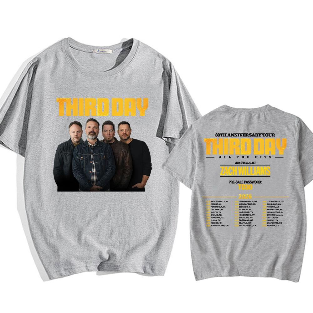 Third Day 30th Anniversary Tour 2026 T-shirt All The Hits Rock Band Fashion Tshirts Short Sleeve Cotton Male T Shirt O-neck Tees