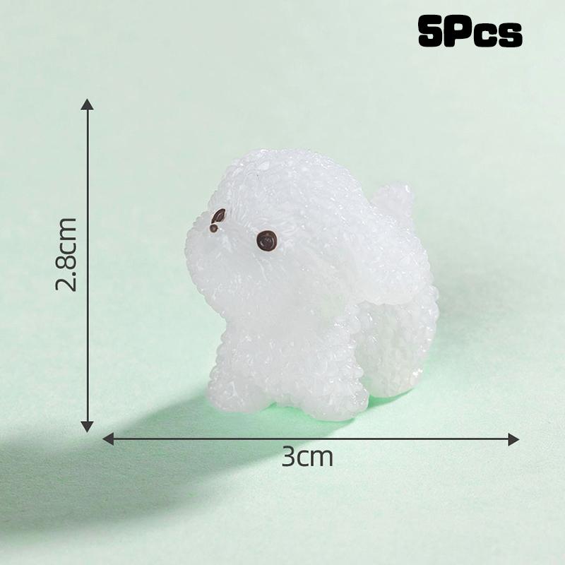 

5 шт. Кавайные Мультяшные Светящиеся Мини-Фигурки Собак из Смолы, Миниатюрные Статуэтки, Креативные Модные Аксессуары для DIY Декора Дома, Подарки A2
