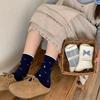 Songmu Southern French Bow "Boneless Socks Medium Socks Korean Bow Broken Flower Pile Cotton Socks
