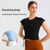Damen Yoga Top für Frühling/Sommer: Promi-inspiriertes Tunnelzug-Fitnessshirt zum Laufen, für Pilates und Training