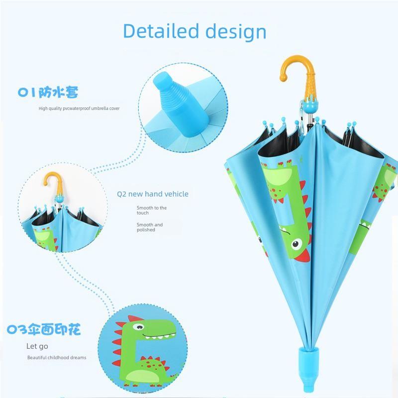 Creative Vinyl Sunshade Umbrella, Rain or Shine Long-Handle Children's Umbrella, Cartoon Kindergarten Children's Umbrella, Automatic Kids' Sun